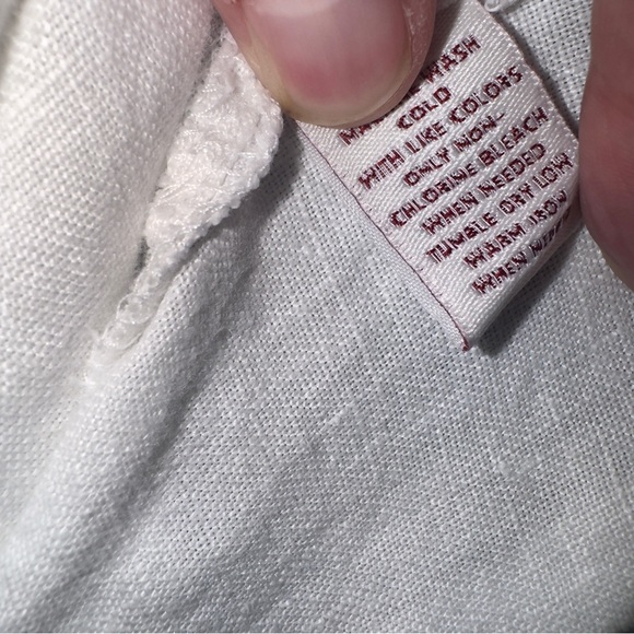 JM Collection White LINEN  Blouse w/ eyelet embroidery, button up long sleeve 14 - Picture 13 of 13